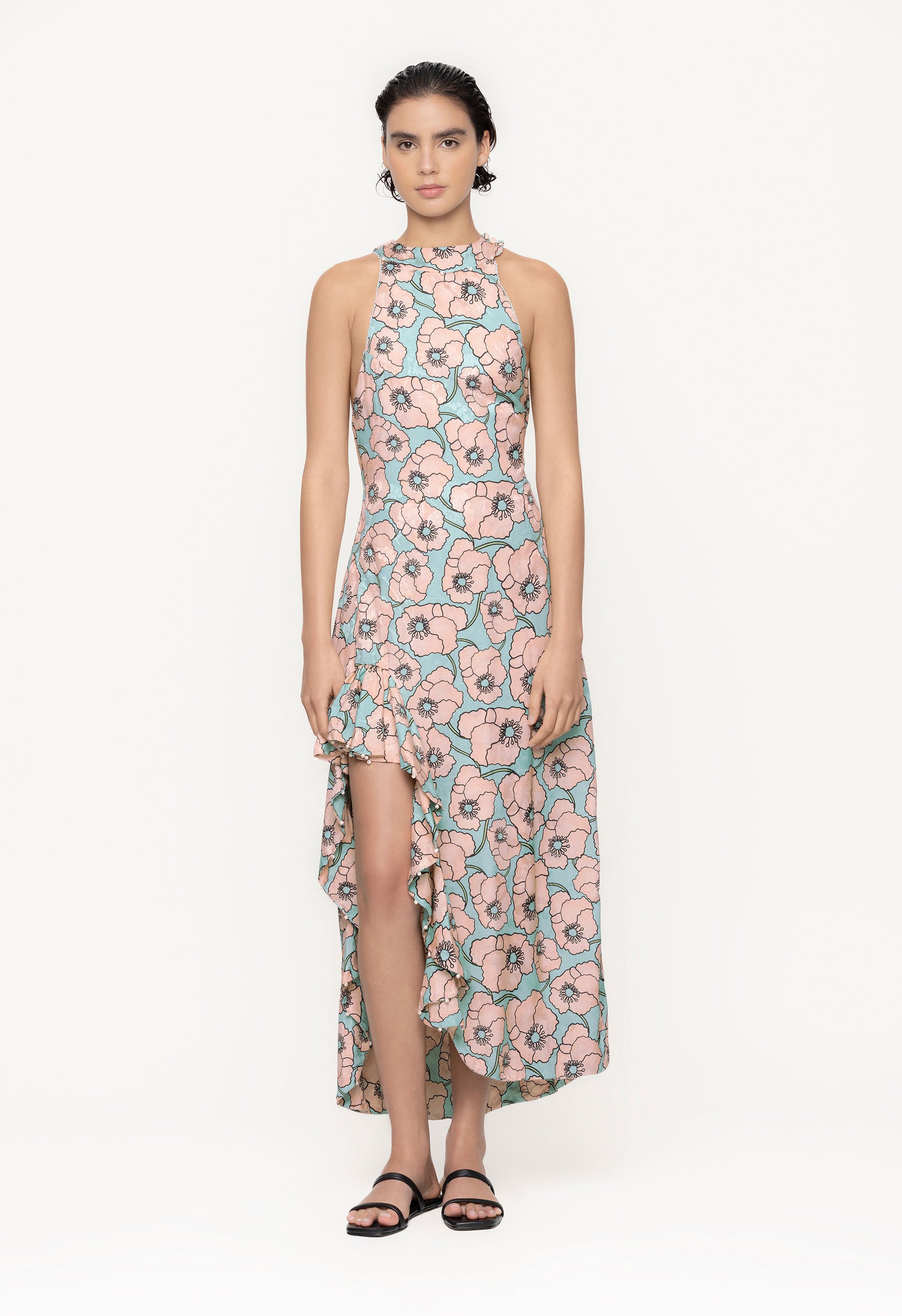 Gerbera-Botanico-Celeste-Viscose-Jacquard-Maxi-Dress-11239
