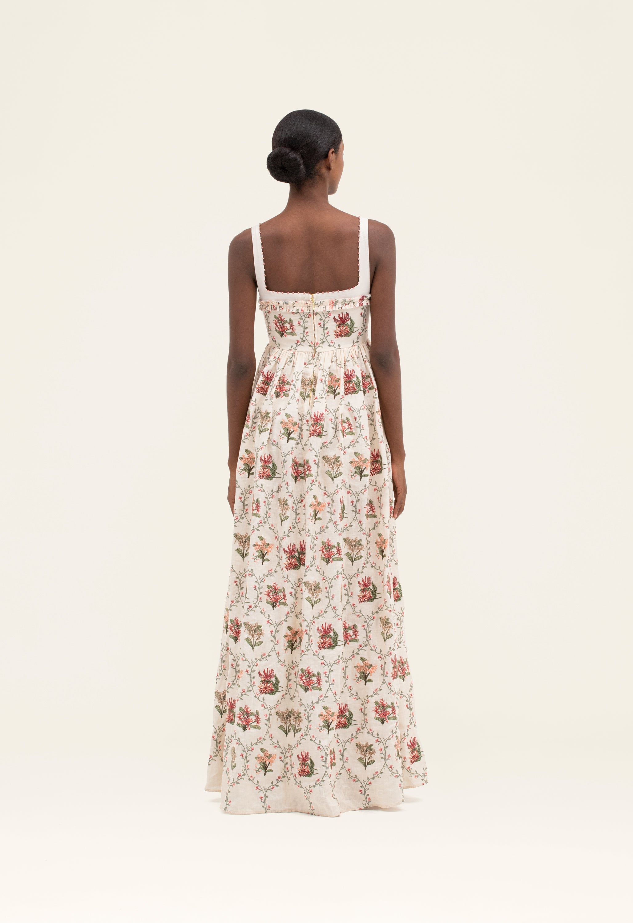 agua by agua bendita barbara floral linen midi dress Agua By Agua Bendita Barbara Cauca Floral Embroidered Midi Dress