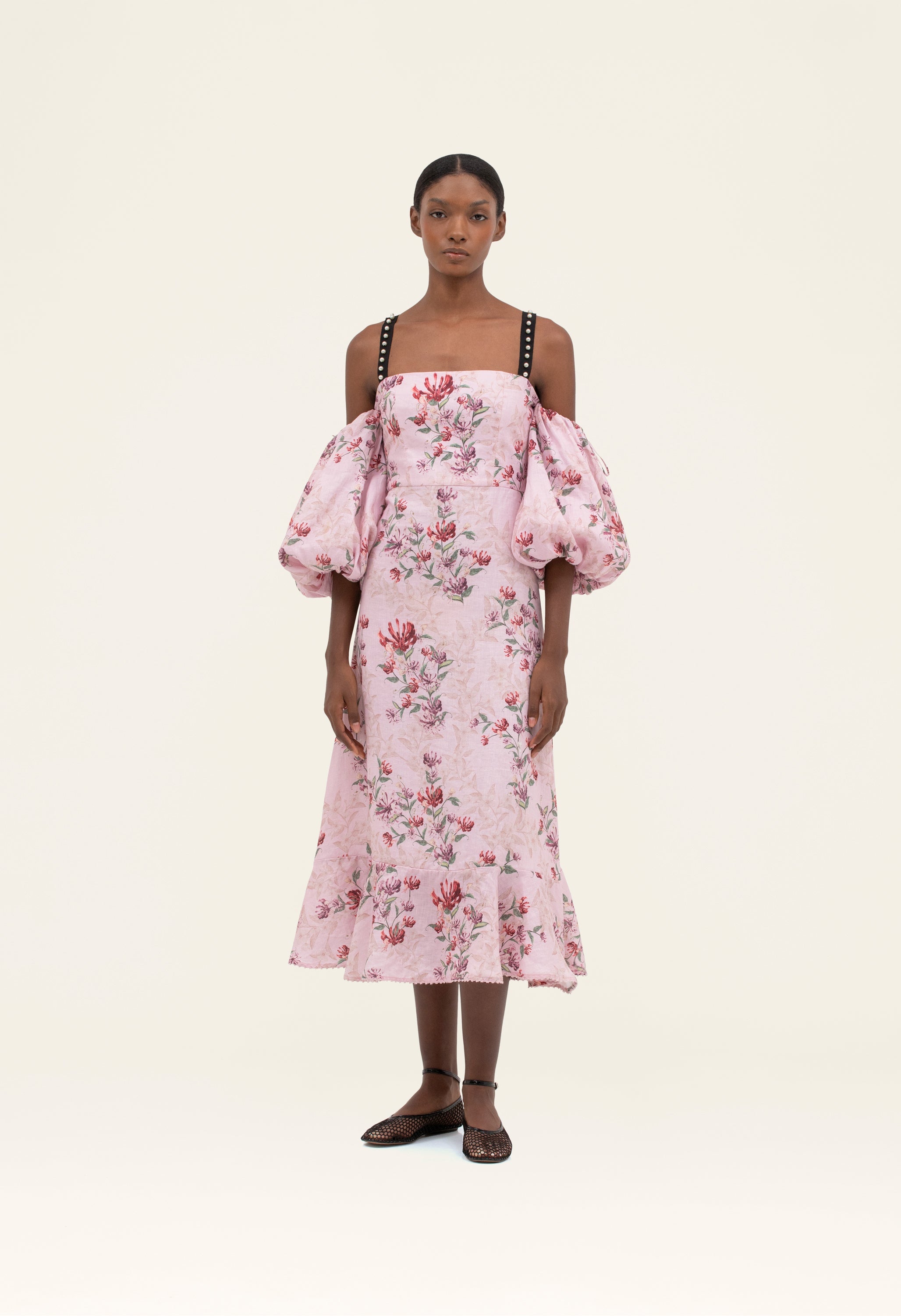 agua by agua bendita off the shoulder dress Agua by Agua Bendita - Peccana off-the-shoulder appliqud linen maxi dress