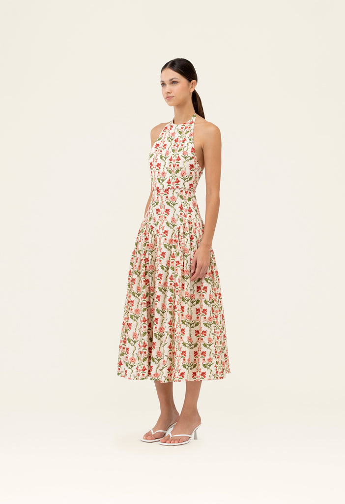 canna balsa beaded midi dress LUNA BEADED FLORAL VELVET MIDI DRESS – AKIRA main image 0