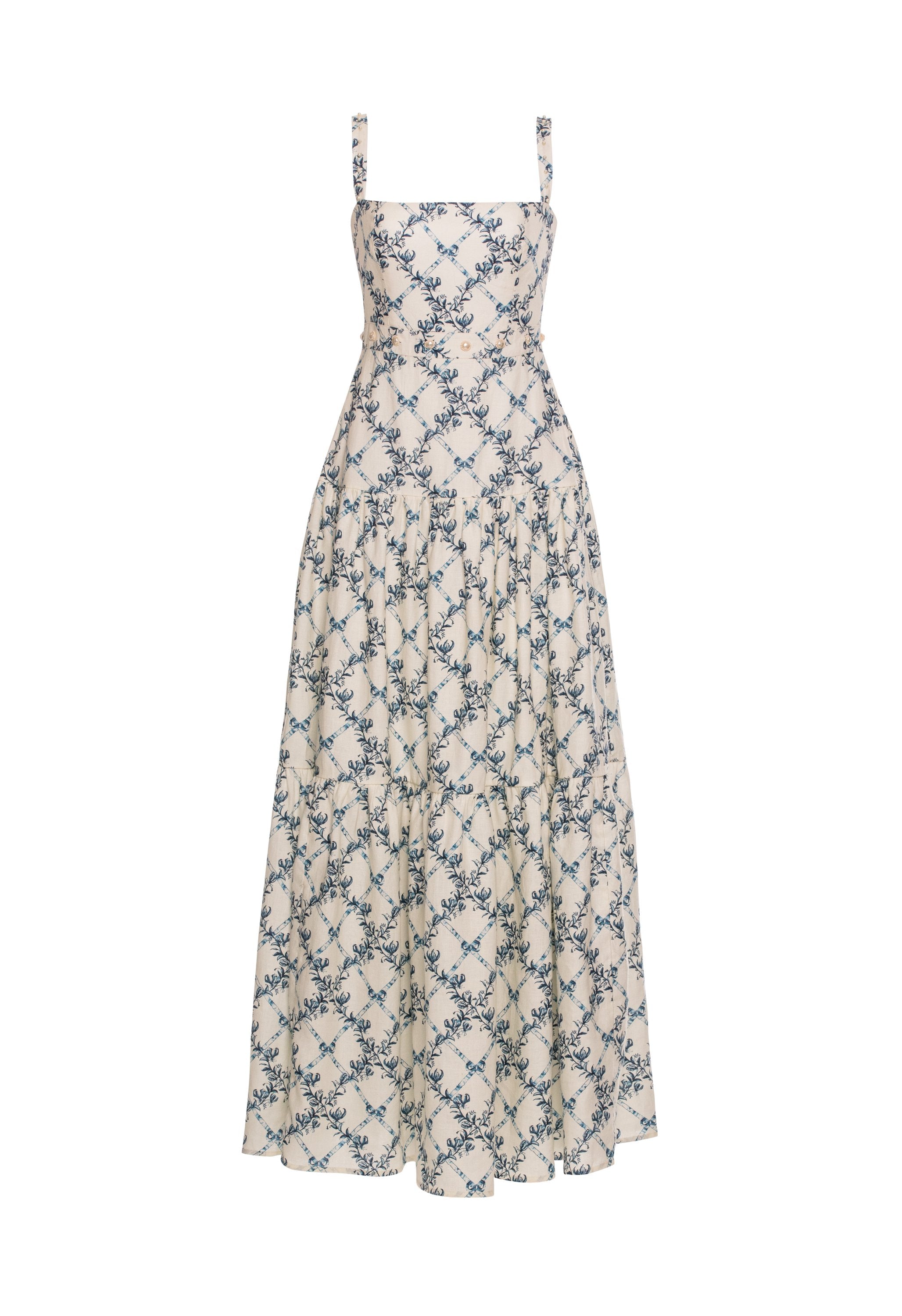 ❇️AGUA BY AGUA BENDITA 正規25新作花柄ロングワンピース Infinito Florecer Embroidered Maxi Dress | Agua by Agua