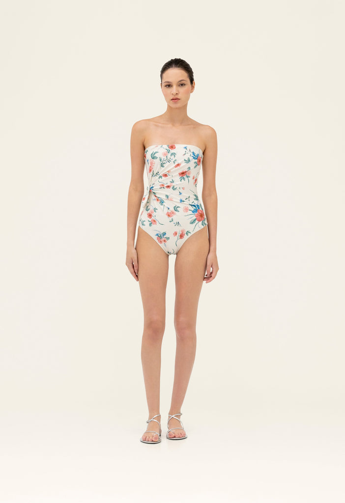 【AGUA BY AGUA BENDITA】ミディワンピース オフショルダー Olmo Petalo Embroidered Bikini Top | Agua by Agua Bendita