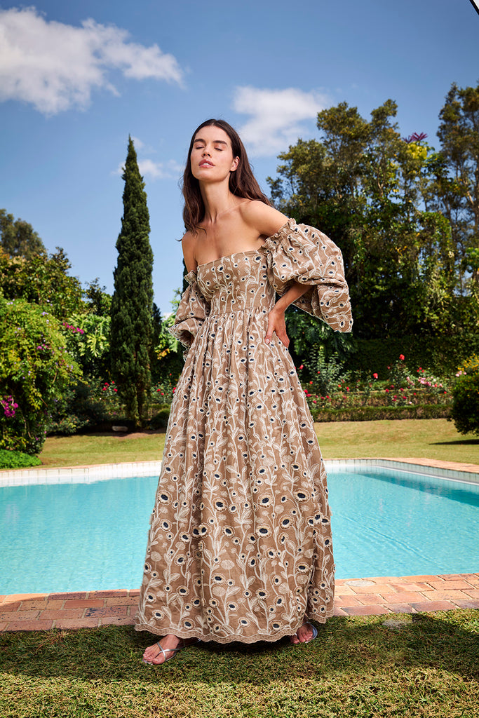 Alheli Petalo Embroidered Maxi Dress