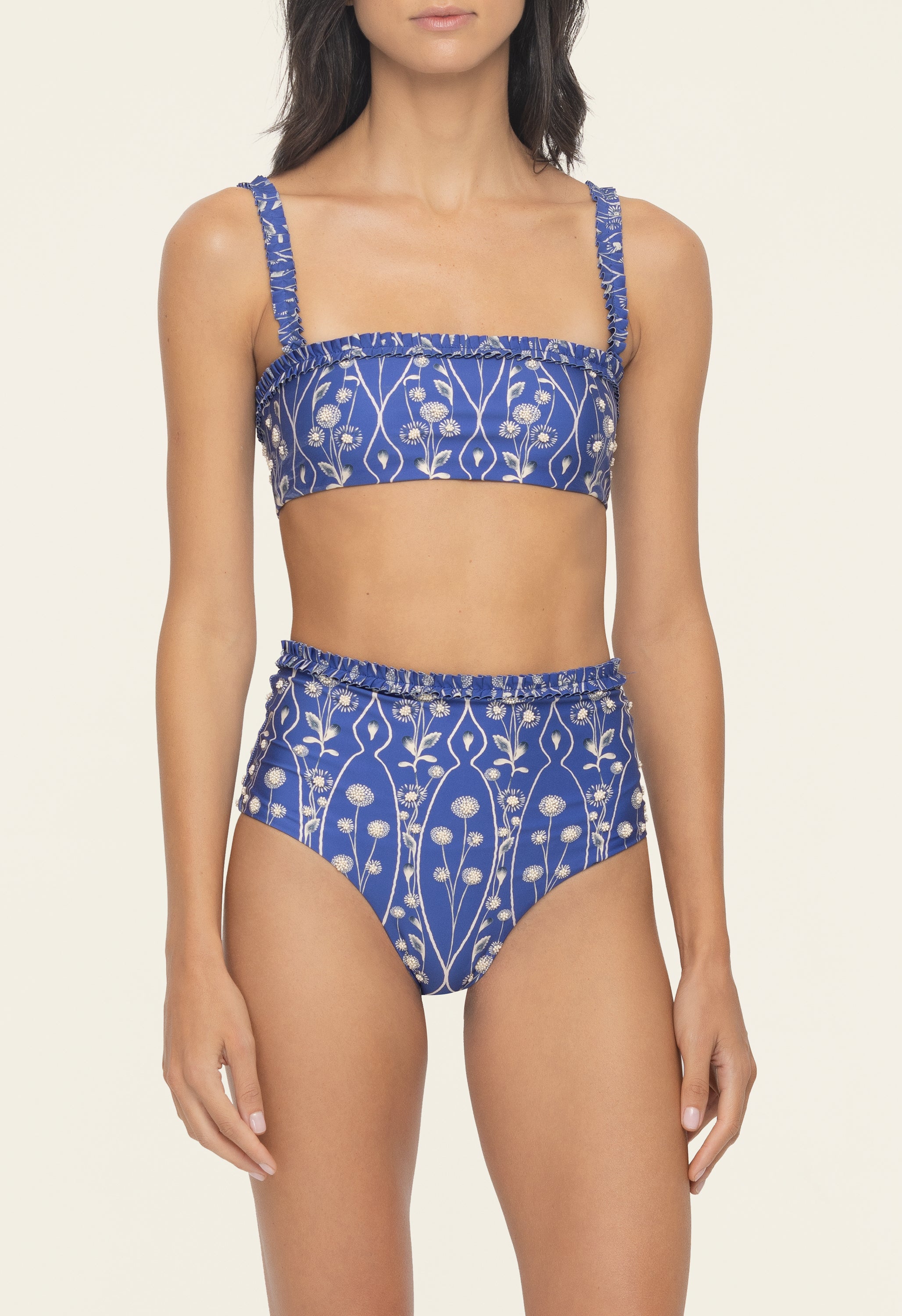 Olmo Petalo Embroidered Bikini Top | Agua by Agua Bendita