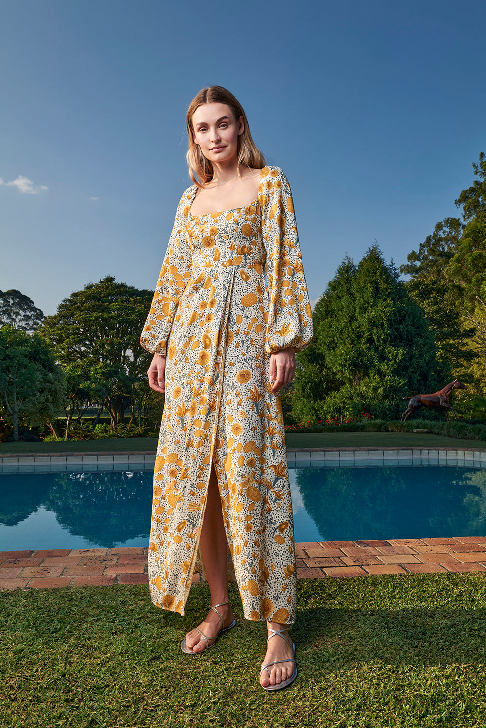 agua bendita long sleeve dress Nuez Orquidea Maxi Dress