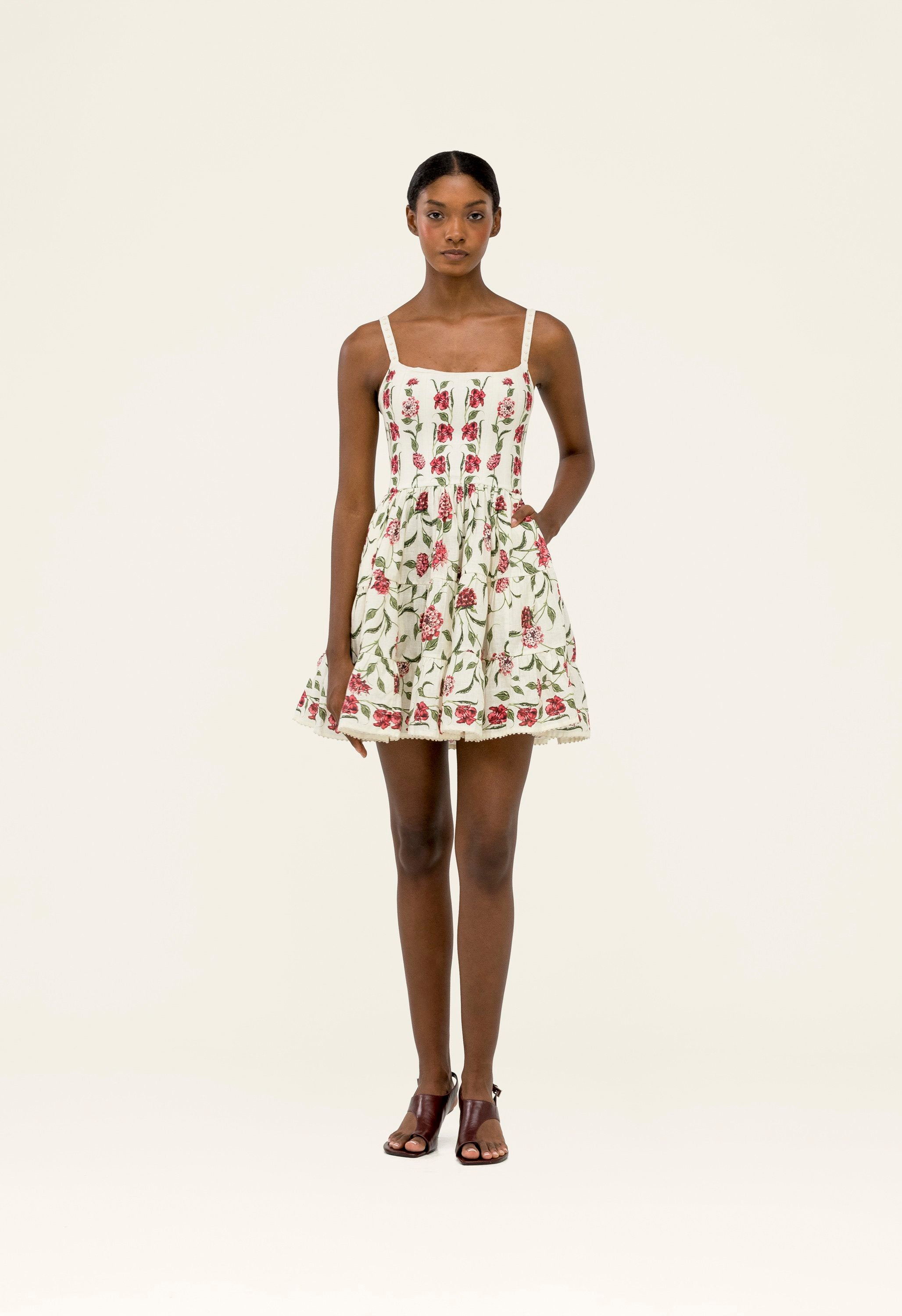 agua by agua bendita dress Granadilla Quebrada Mini XS adjustable elastic straps finished with handmade embroidery Granadilla Quebrada Mini Dress