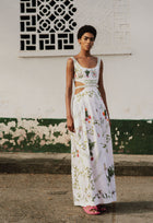 Totumo Bouquet Hand-Embroidered Linen Maxi Dress