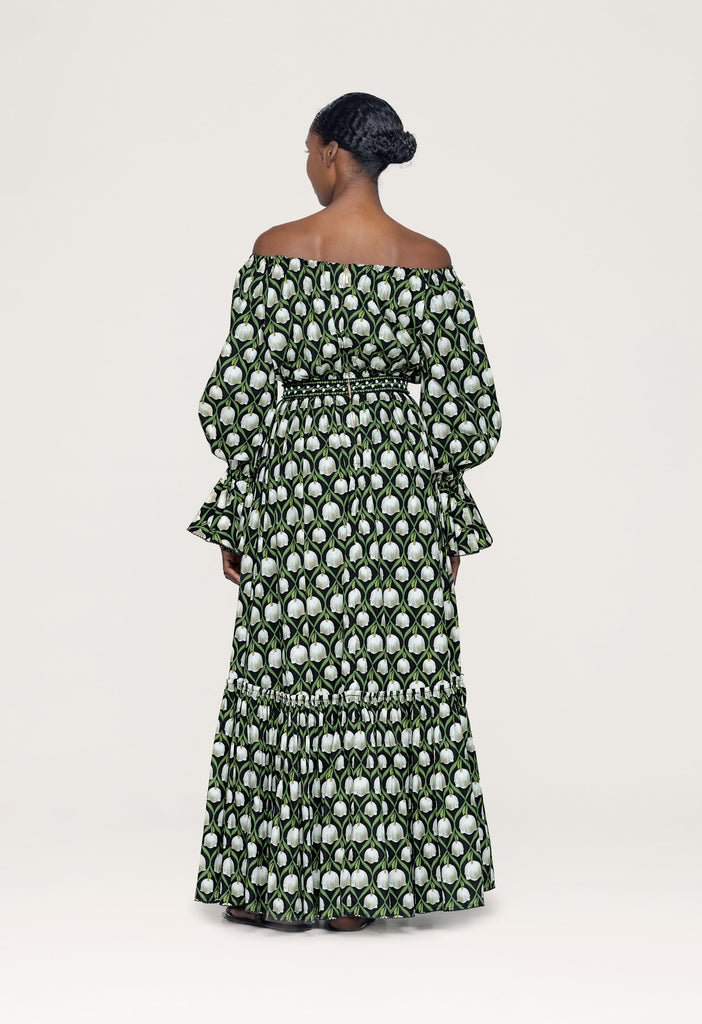 agua by agua bendita infinito perla cotton maxi dress Agua by Agua Bendita + NET SUSTAIN Infinito Perla Tiered ruffled Printed Cotton-poplin Maxi Dress