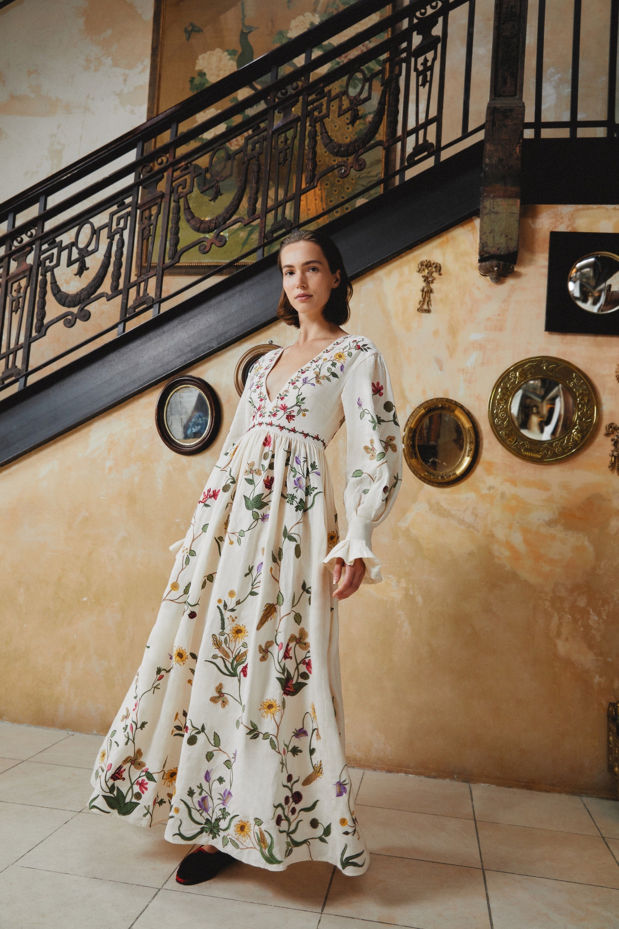 wondrous water lilies white maxi dress Agua by Agua Bendita Bosque Cultivo Maxi Dress, XS