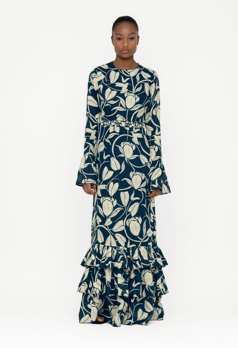 Citrus-Flora-Hand-Embroidered-Cotton-Maxi-Dress-12081-1 - 1