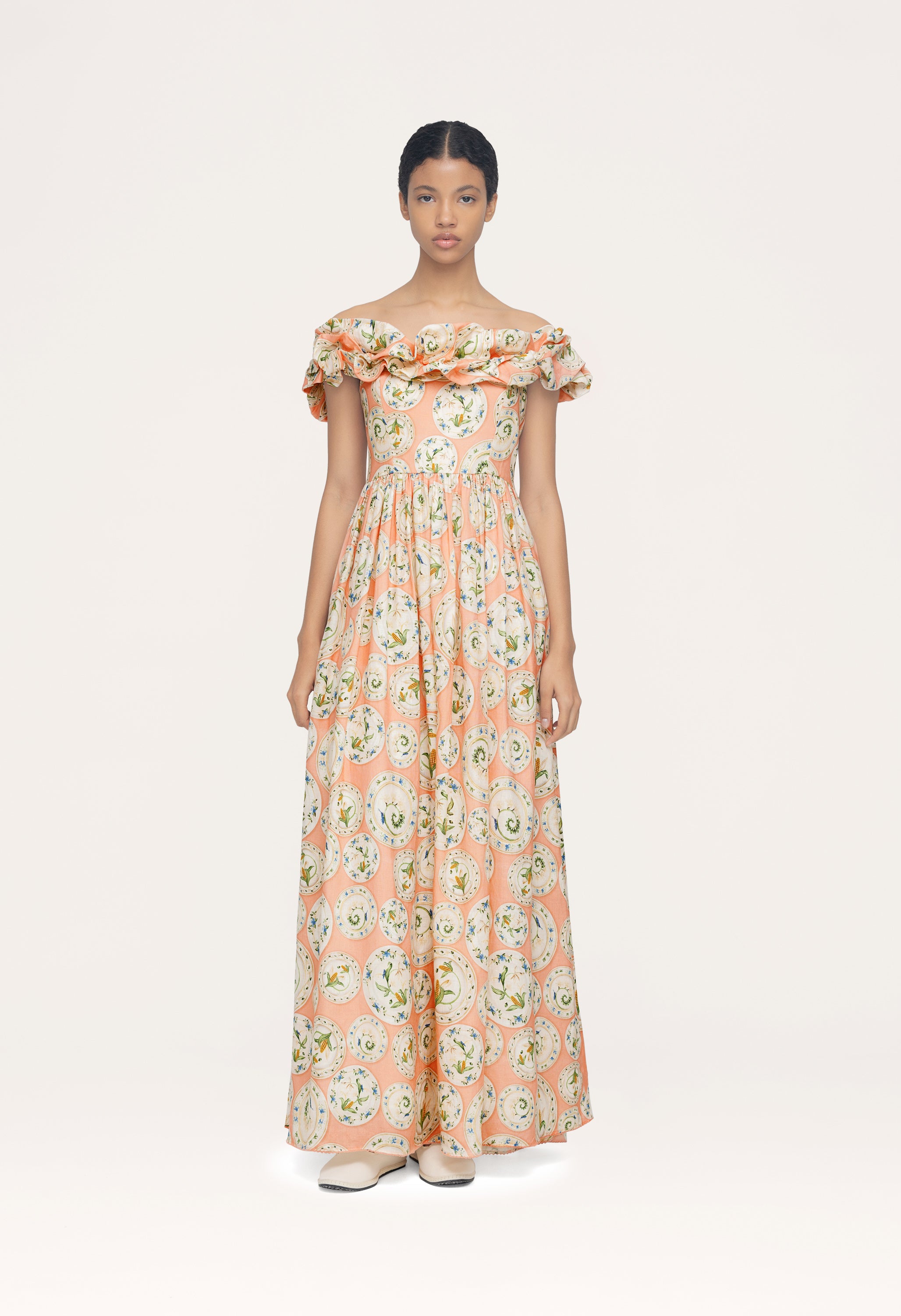 agua by agua bendita espliego floral cotton maxi dress Espliego floral cotton maxi dress in orange - Agua By Agua Bendita