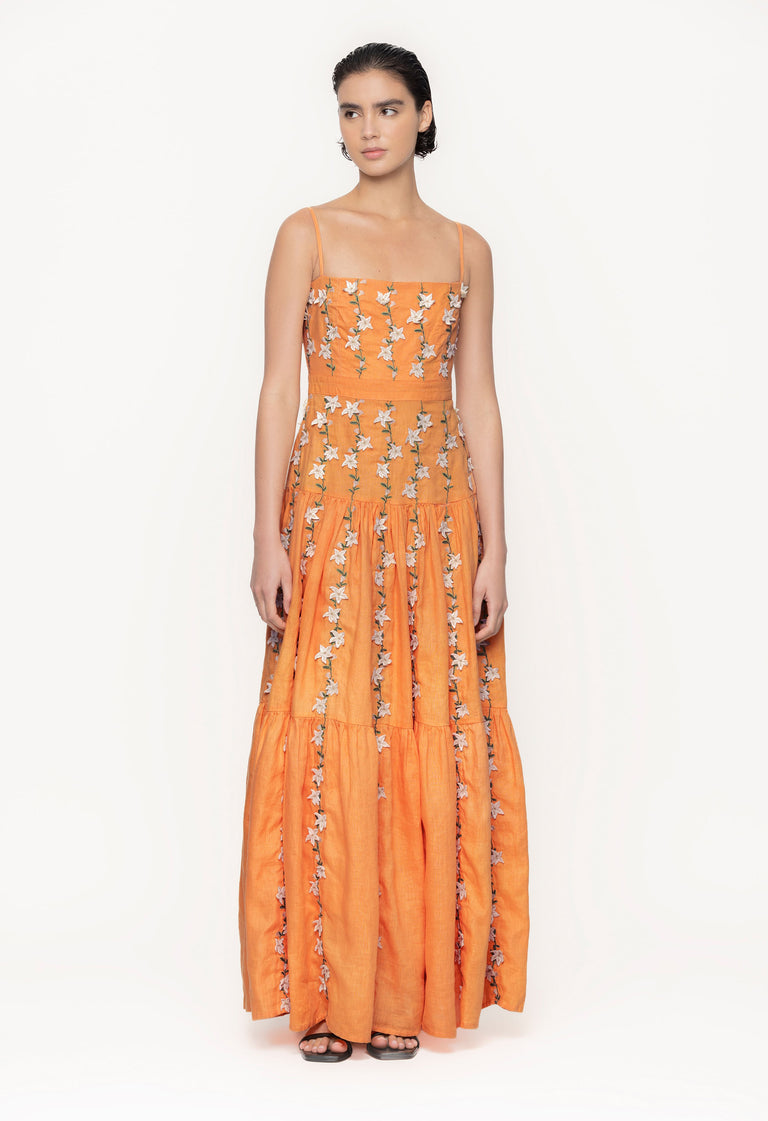 Lima-Sabanero-Dorado-3d-Embroidered-Maxi-Dress-11205 - 1