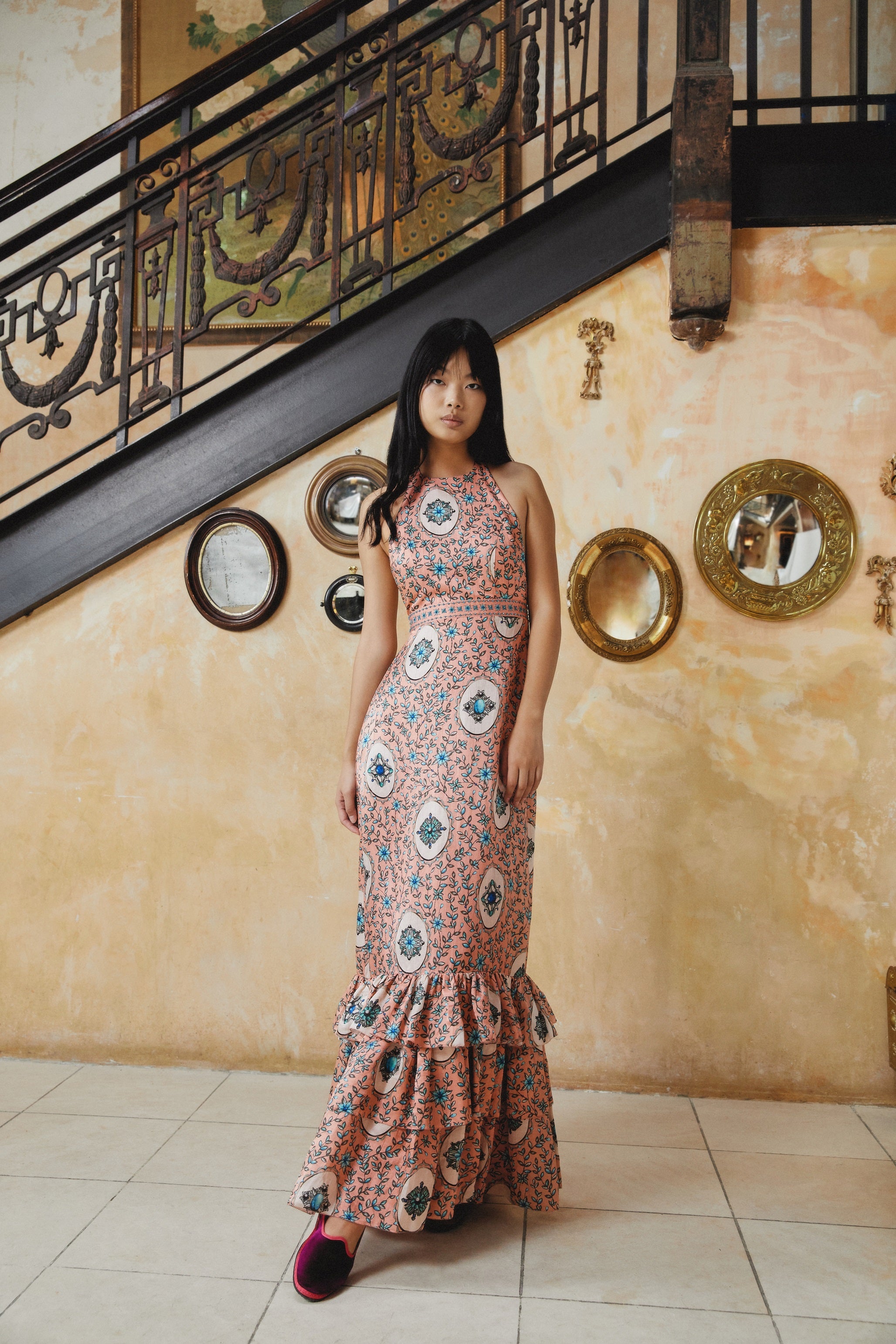 agua bendita embroidered dress Agua Bendita Barbara Floral Embroidered Linen Maxi Dress