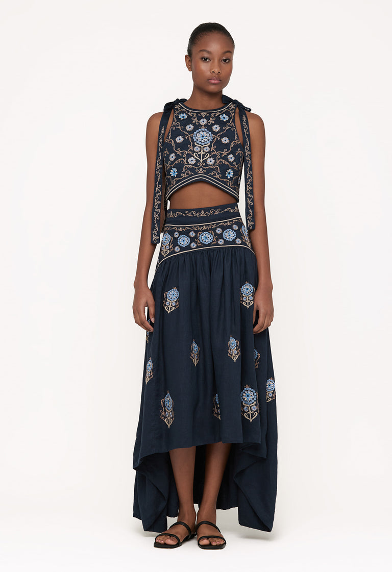 Olmeca-Mosaico-Hand-Embroidered-Linen-Cropped-Top-11960-1 - 1