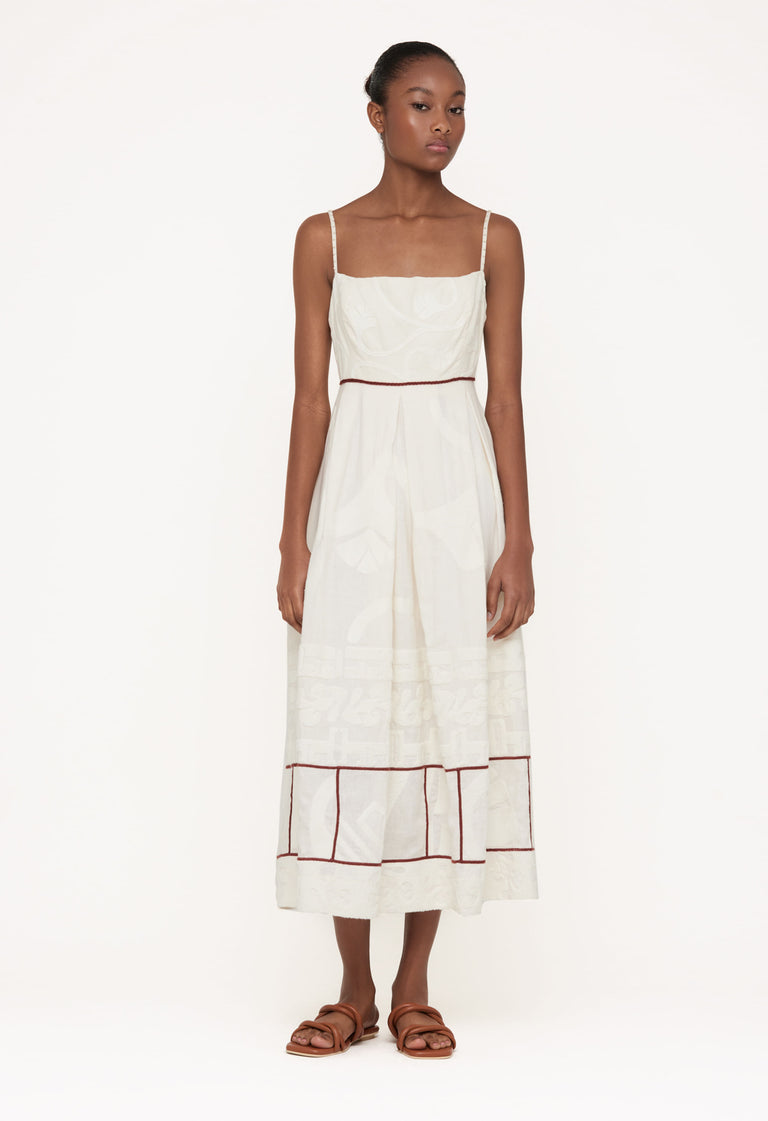 Quimbaya-Geometrico-Hand-Embroidered-Linen-Midi-Dress-11949 - 1