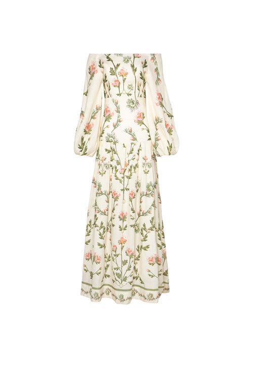 ワンピース Printed Linen and Silk Midi Dress OASIS II38 Linen Alaria Oasis Midi Dress | Agua by Agua Bendita – AGUA by