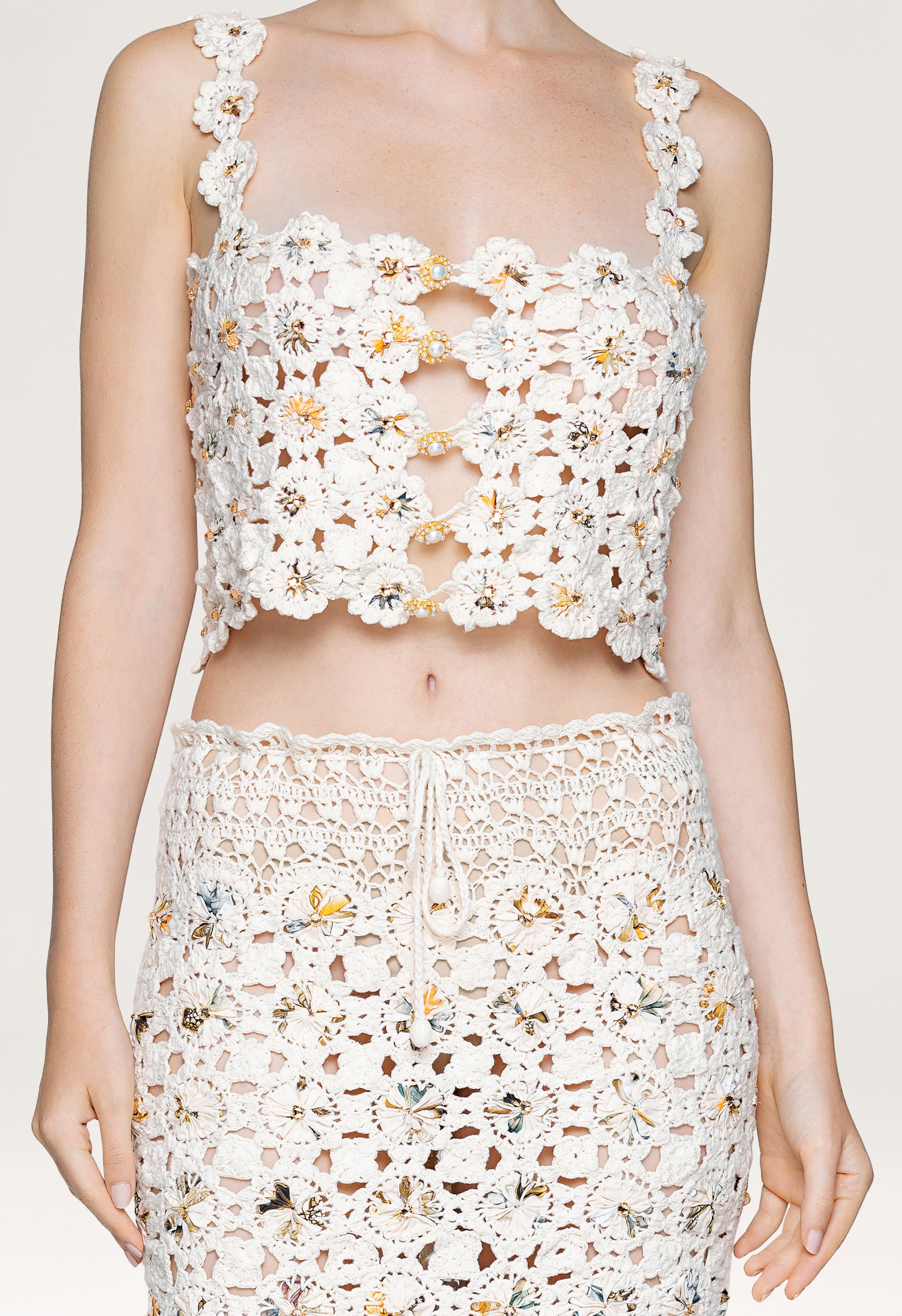 Zilia Caracola Embroidered Cropped Top | Agua By Agua